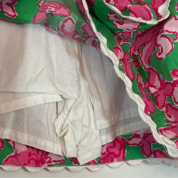 Lilly Pulitzer Jarvey Cotton Skort Skirt Sz 6 Pink Green All a Flutter Ric Rac - Picture 8 of 11